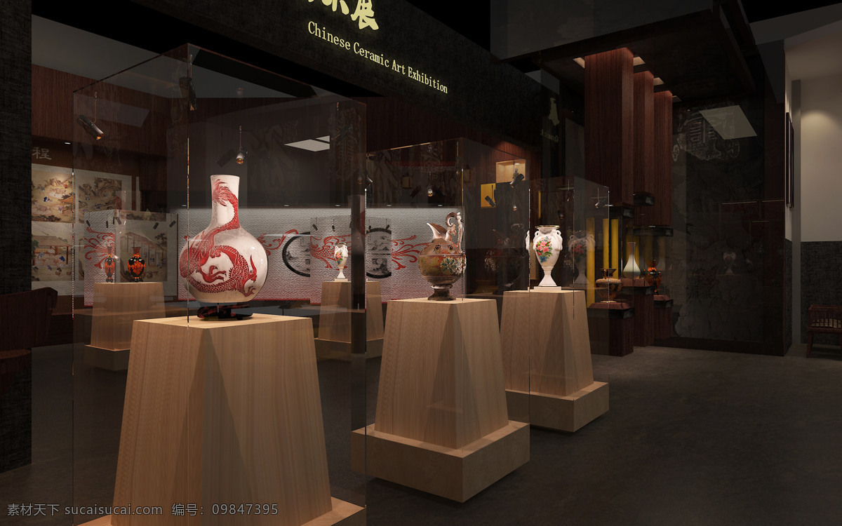 陶瓷 展览馆 3d设计 博物馆 会展 展示模型 展厅 陶瓷展览馆 陶瓷艺术 3d模型素材 建筑模型