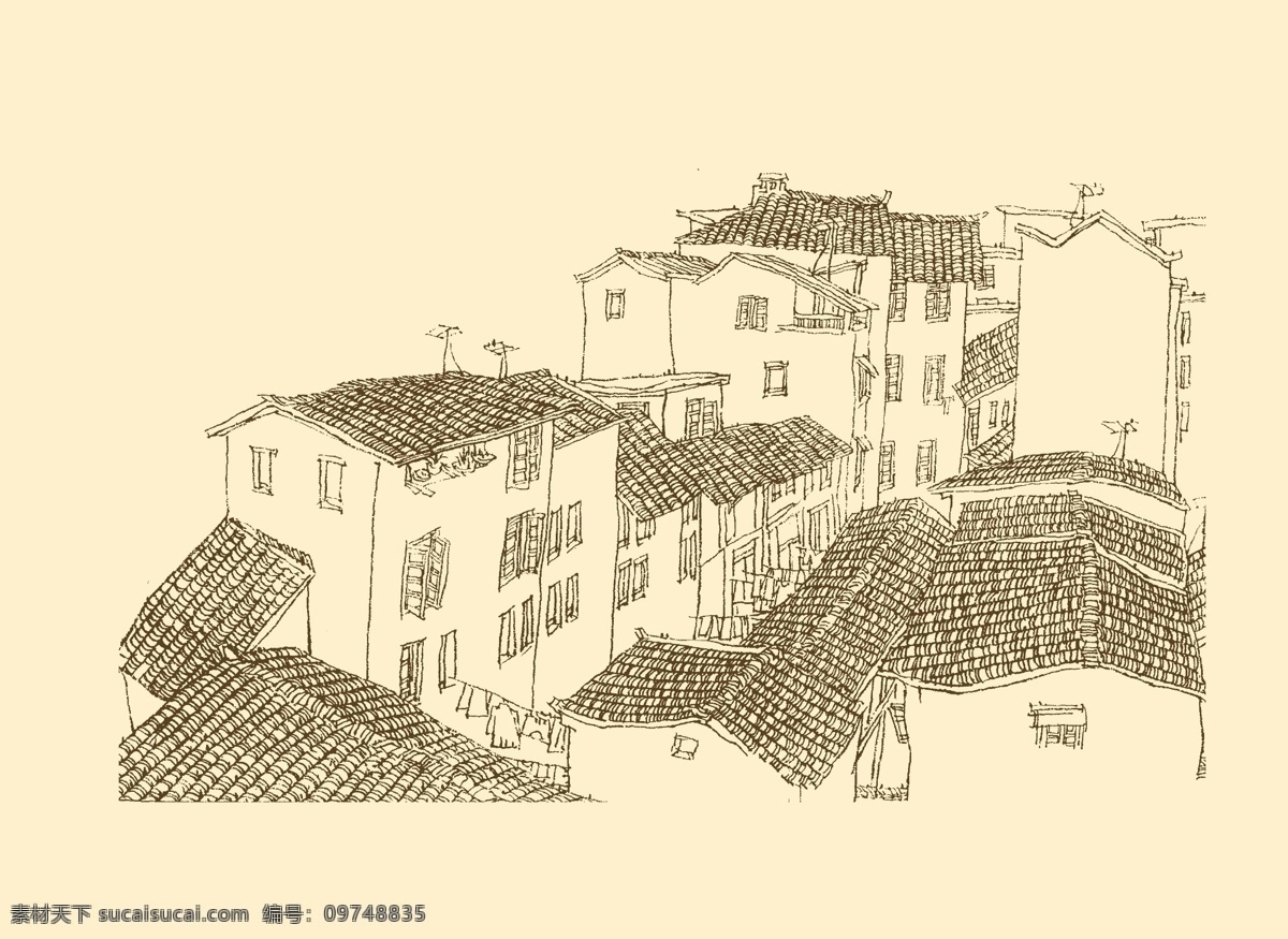 皖南古民居 白描 构图 建筑 古建筑 线描 勾勒 线条 民居 速写 钢笔画 徽派建筑 皖南 古 资料集 风景 分层 源文件