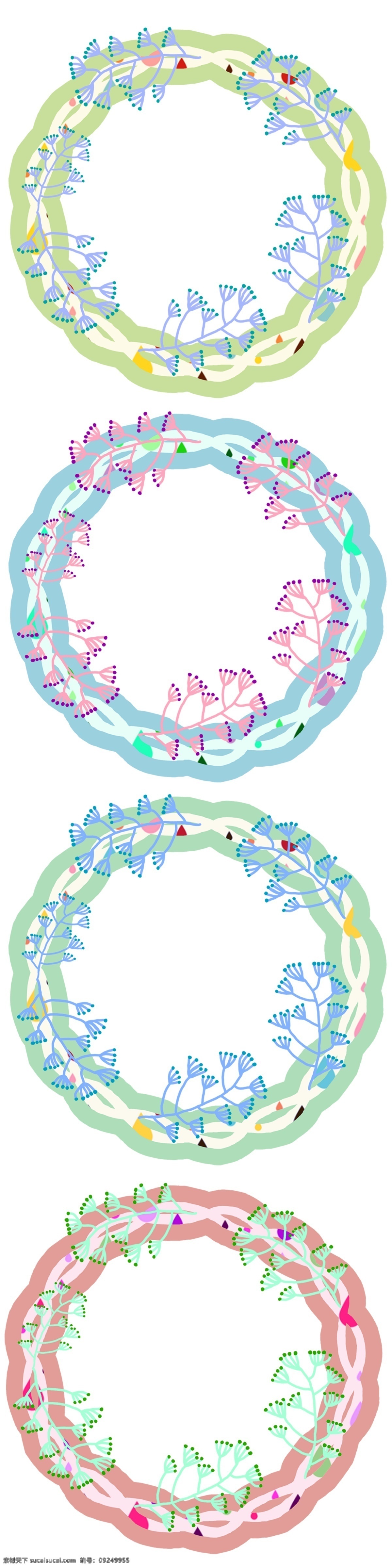 插 画风 植物 花圈 边框 背景 300像素 花环 边框背景 装饰素材 树叶 卡通手绘 店铺招牌 插画配图 森系