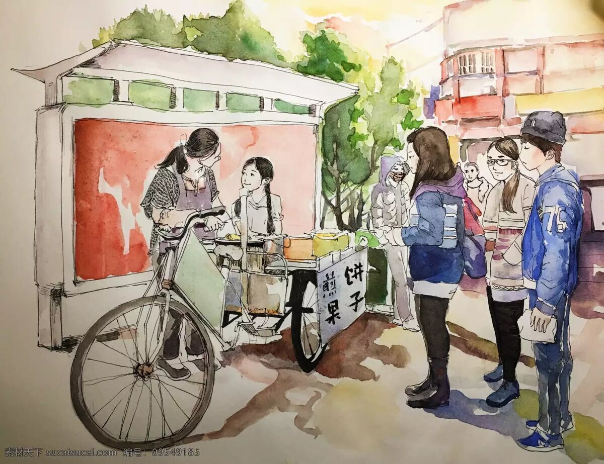 煎饼果子 食品 街头 温暖 母爱 亲情 动漫动画 动漫人物