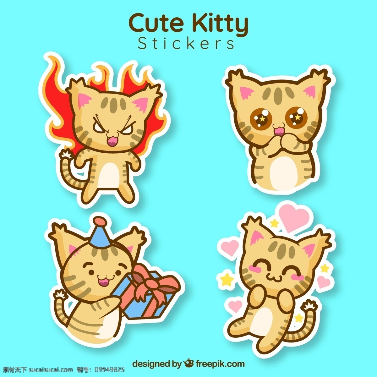款 可爱 猫咪 贴纸 矢量 发怒 星星眼 礼物 礼盒 爱心 花痴 情绪 宠物 猫 幸福 表情 文化艺术 绘画书法