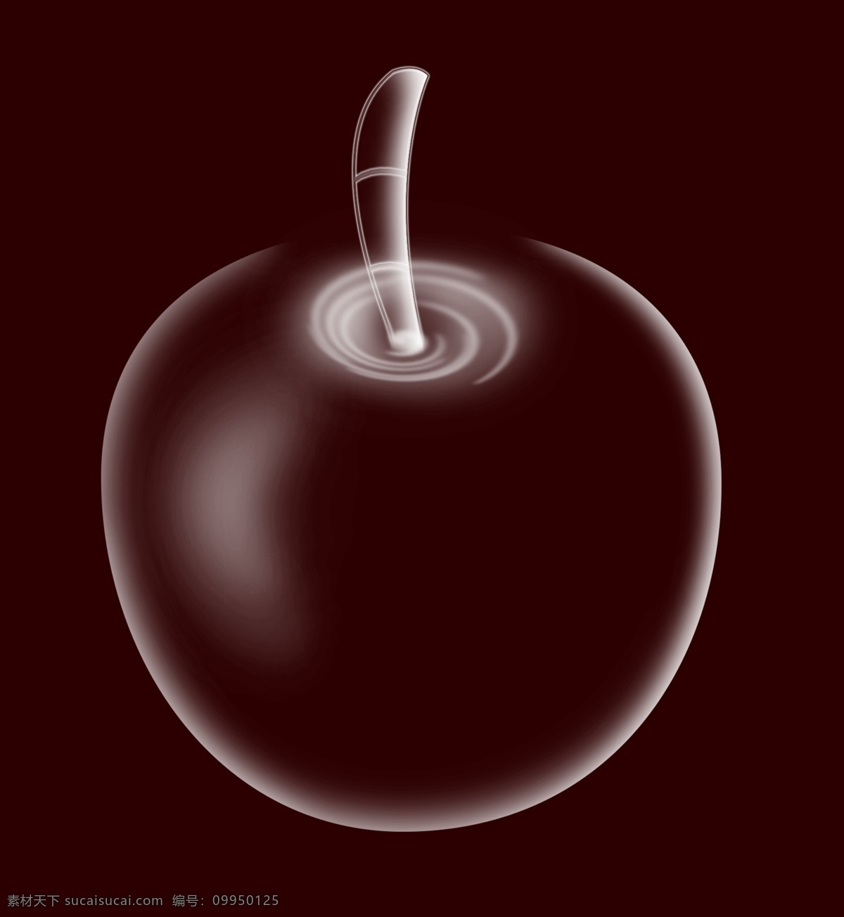 水晶苹果 高清 水晶 苹果 立体 黑色