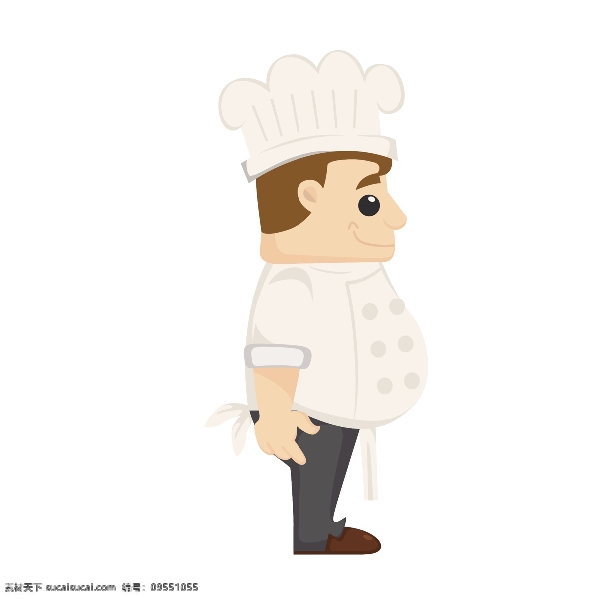 胖胖 厨师 背面 站 姿 矢量 站姿 卡通 卡通厨师 厨师制服 制服 可爱 可爱的厨师 胖胖的厨师 厨师职业 角度