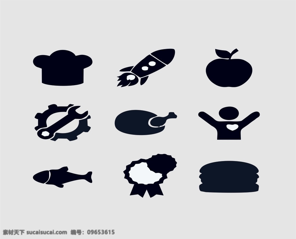 个性图案 图案 扳手和齿轮 启动火箭 汉堡 食品图标 鸡鸡肉标志 鱼和 厨师帽图标 平面图标 平面设计作品 标志图标 其他图标