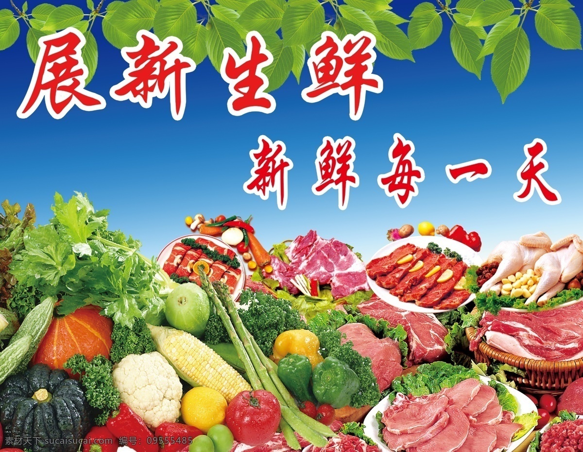 果蔬标语牌 新鲜蔬菜 蔬菜 番茄 葱 芹菜 辣椒 玉米 南瓜 猪肉 新鲜猪肉 分层 源文件 展板模板 广告设计模板