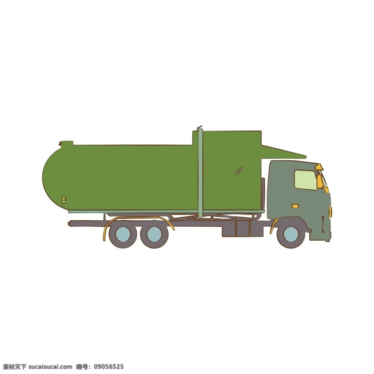 简约 扁平 卡通 垃圾车 卡车 矢量 元素 汽车 插图