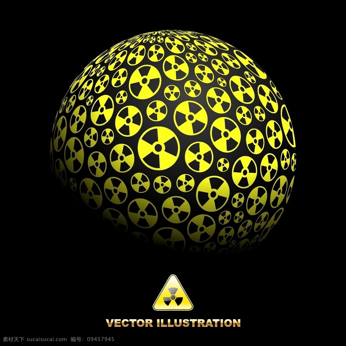 核辐射 标志 组成 圆球 核辐射标志 核辐射图标 矢量 背景 底纹 底纹背景 底纹边框