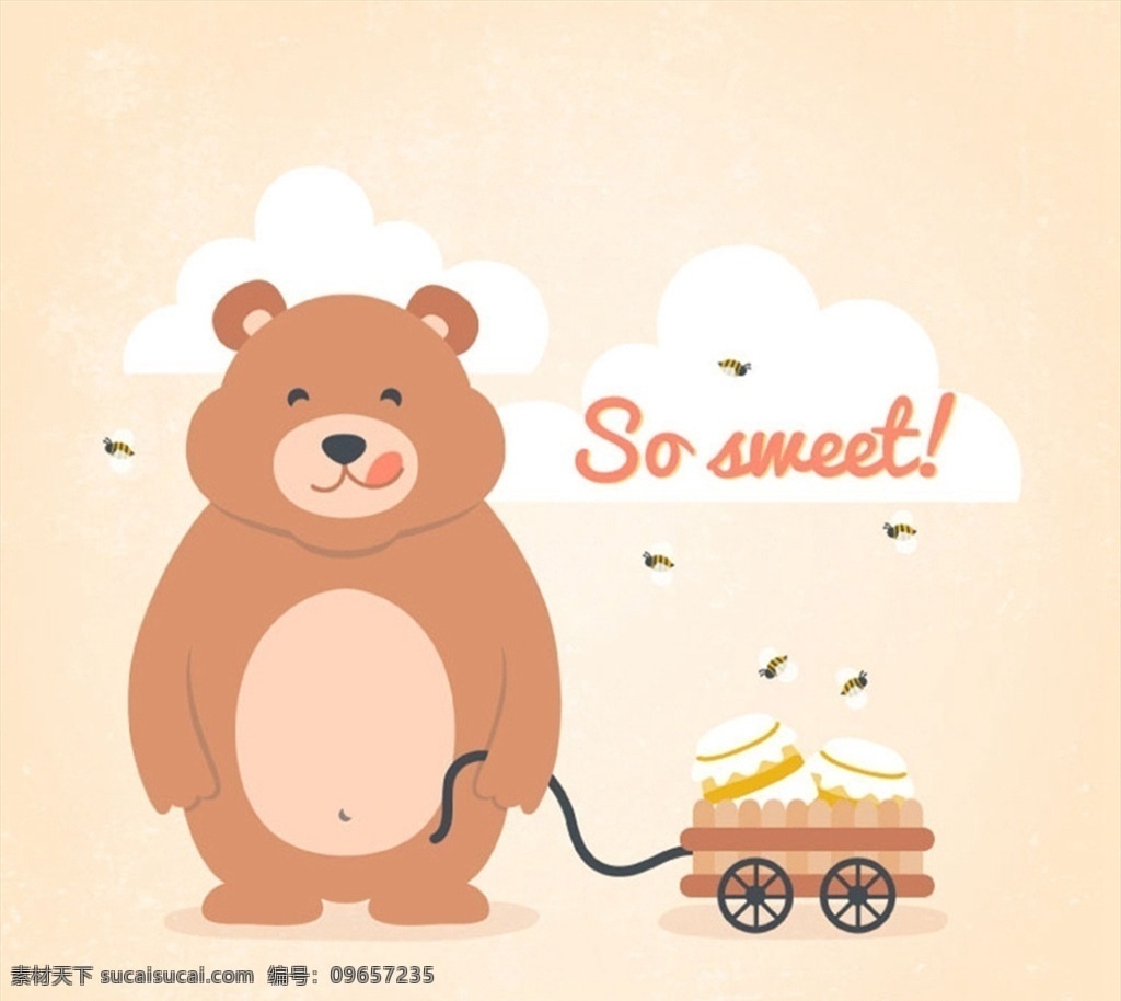 拉 蜂蜜 罐车 熊 动物 蜜蜂 卡通 矢量 高清图片