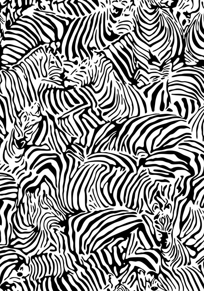 黑白斑马纹理 黑白 斑马 纹理 二方连续 几何 线状 文化艺术