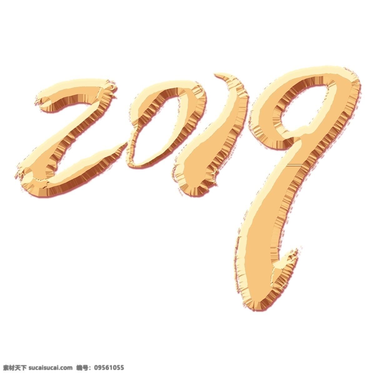 金色 2019 立体 字 立体字 艺术字 png元素 字体设计