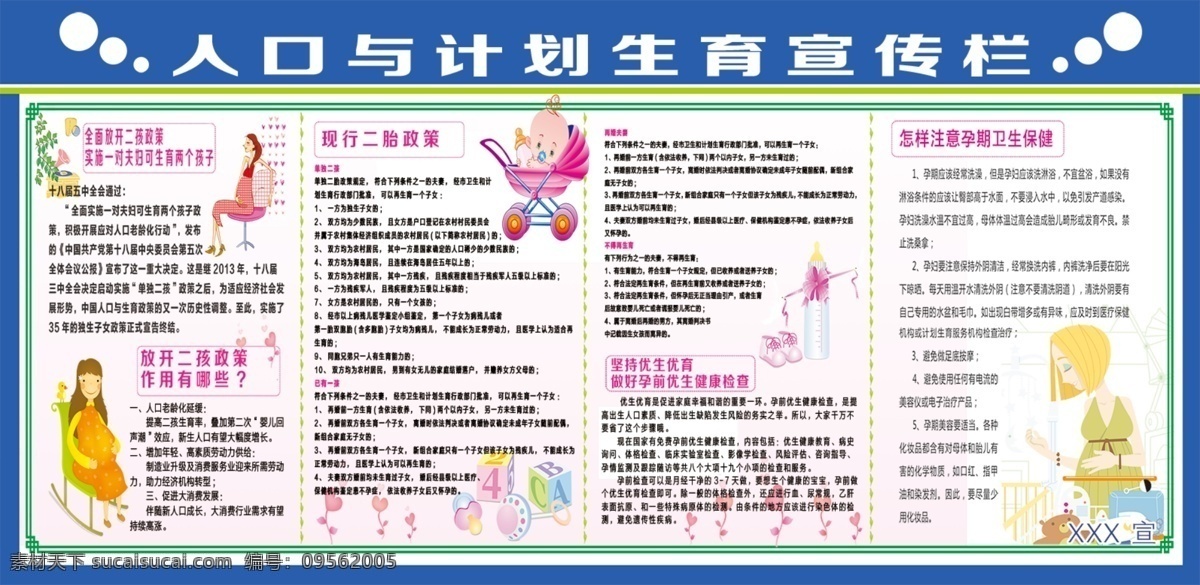 计划生育 宣传栏 二胎政策 二胎 优生优育 孕期保健 展板模板