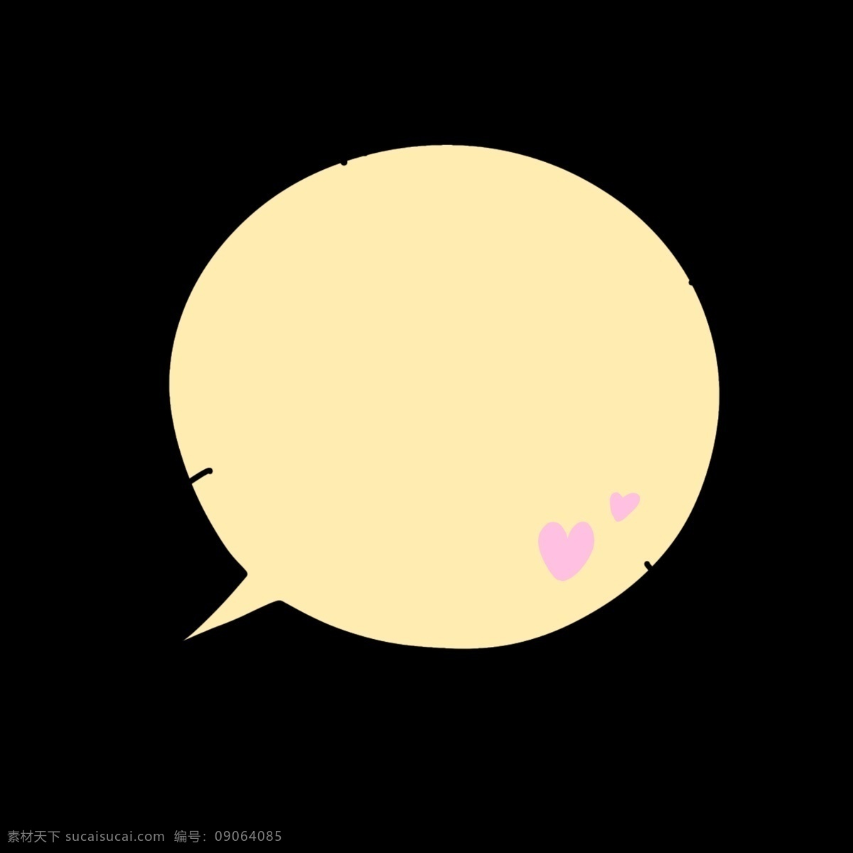 可爱 爱心 黄色 气泡 少女心 圆形 小清新 对话框 手绘 卡通 插画 免抠图 装饰图案 简单 粉色爱心