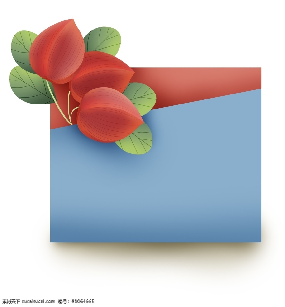 红色 立体 花 折纸 文本 框 花朵 花卉 春季 文字 植物 叶子 绿色 花卉文本框 春天文字框 春天标题框