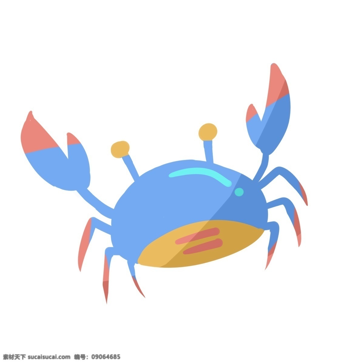 可爱 蓝色 小 螃蟹 卡通 动物 水族馆