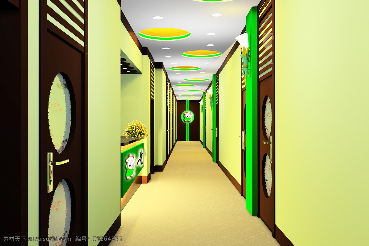 走廊 3d设计 吧台 过道 酒店走廊 隐形门 包间 3d模型素材 其他3d模型