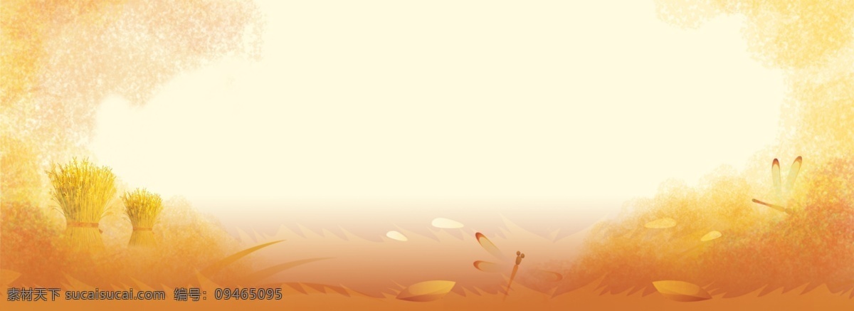 秋季 丰收 banner 背景 图 黄色 稻子 蜻蜓