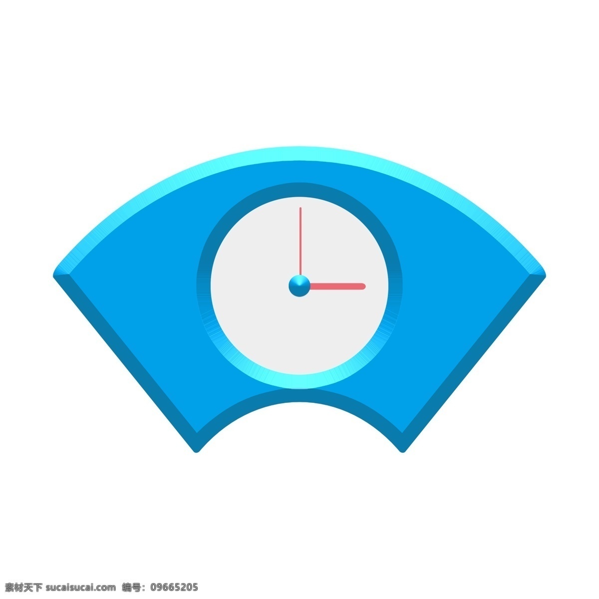 扇形 蓝色 钟表 仪表 湖蓝色 立体 光感 渐变 红色指针 时钟 记录 显示 计时 校对 准确 装饰 免扣png