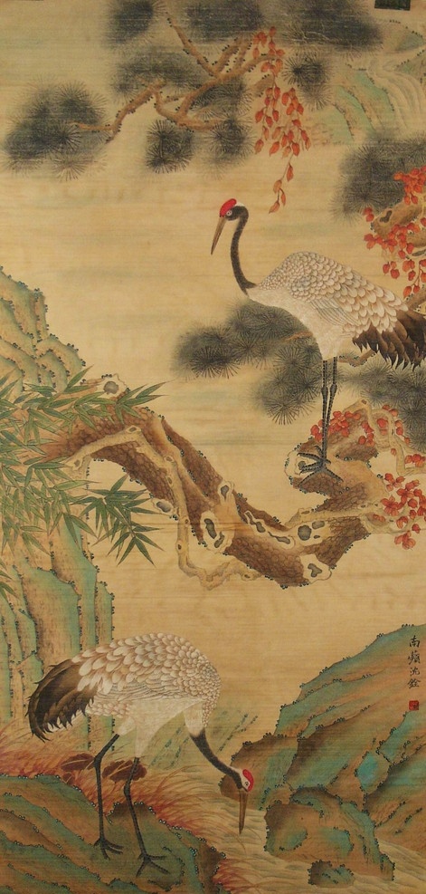 工笔画 工笔 花鸟 工笔花鸟 国画 装饰画 工笔鹤 鹤 松树 绘画书法 文化艺术
