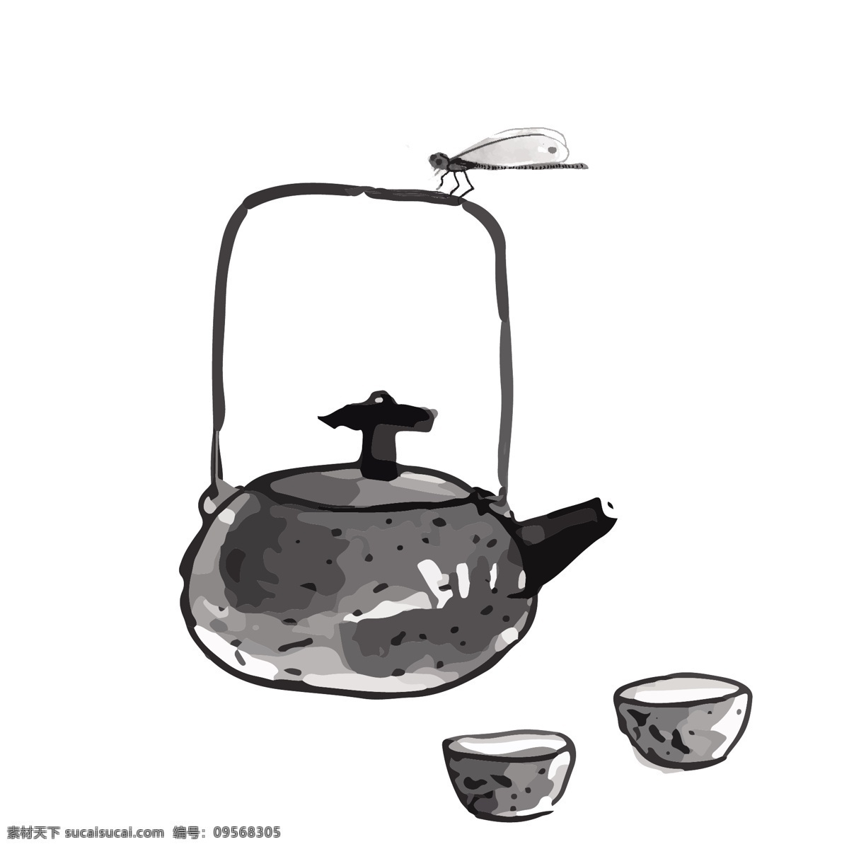 矢量 中国 风 水墨 茶壶 装饰 国风 茶壶矢量 装饰矢量 矢量水墨