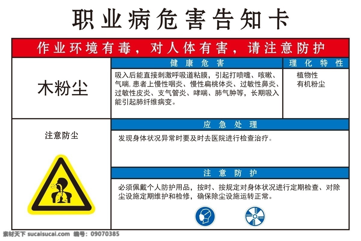 职业病 危害 告知 卡 木 粉尘 木粉尘 职业病危害 职业病告知卡 安全标志 展板 展板模板