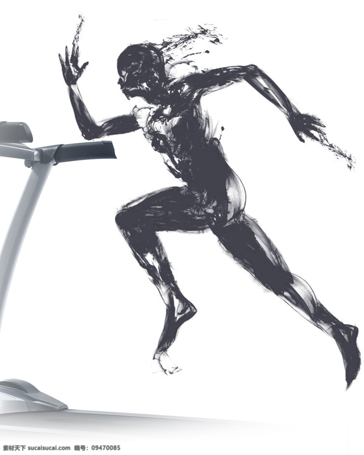 水墨 人物 运动 图 psd素材 动感 水墨人物 中国风 跑步 运动风 免扣素材 白色