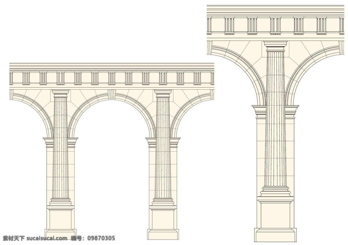 精美 罗马柱 矢量 欧式罗马柱 装饰线 线稿柱子 复古柱子 古典线描柱子 矢量图 其他矢量图