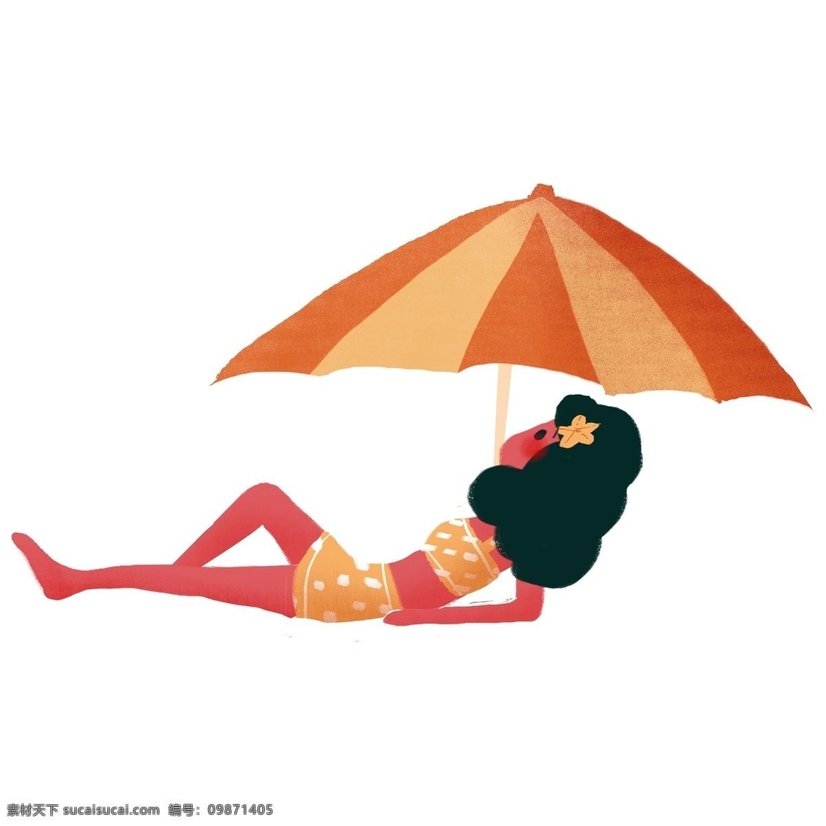 阳伞 度假 少女 装饰 元素 雨伞 清新 女孩 装饰元素 泳衣 星星发饰