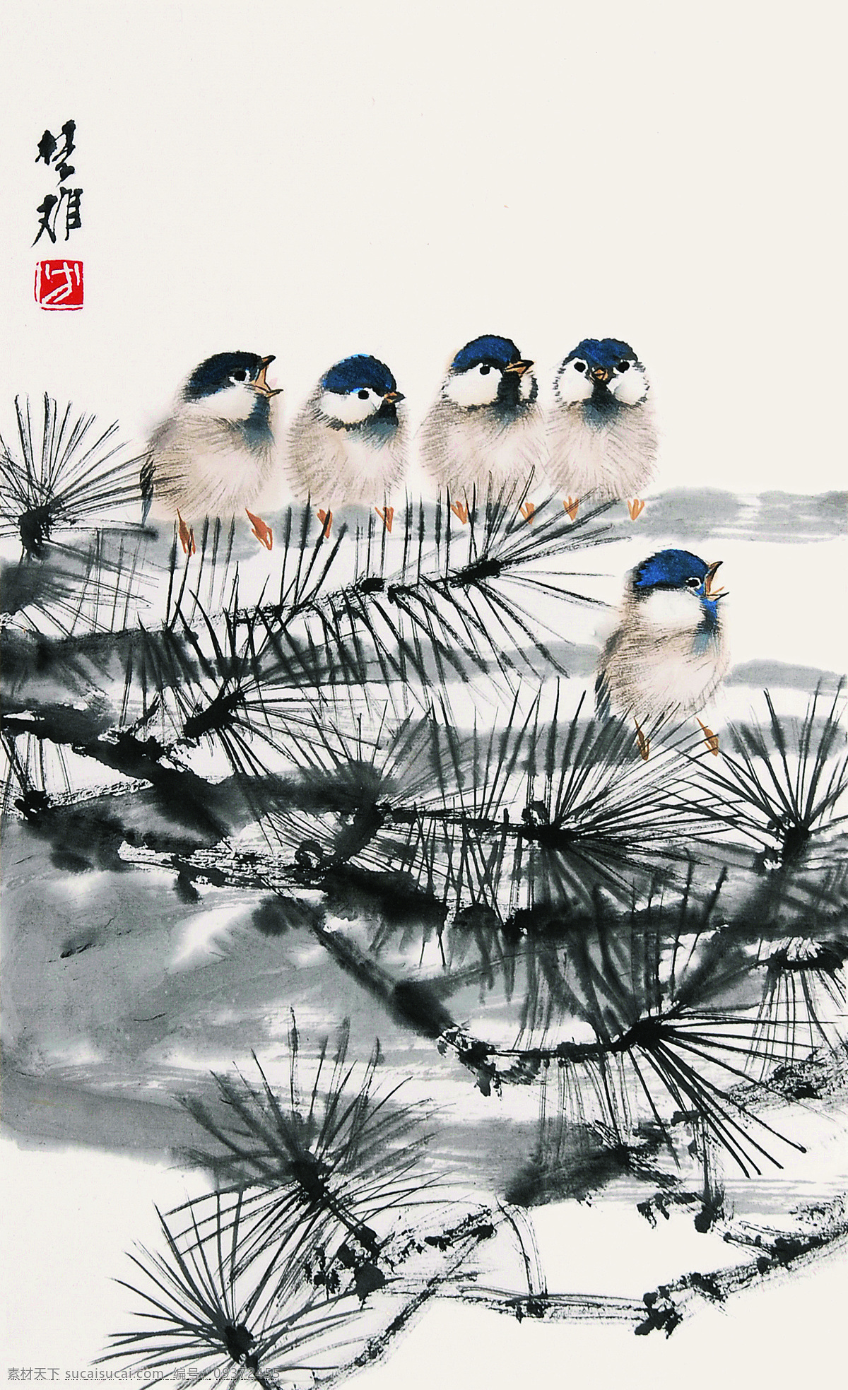 鸟 方楚雄 小鸟 现代名画 花鸟 文化艺术 绘画书法 设计图库
