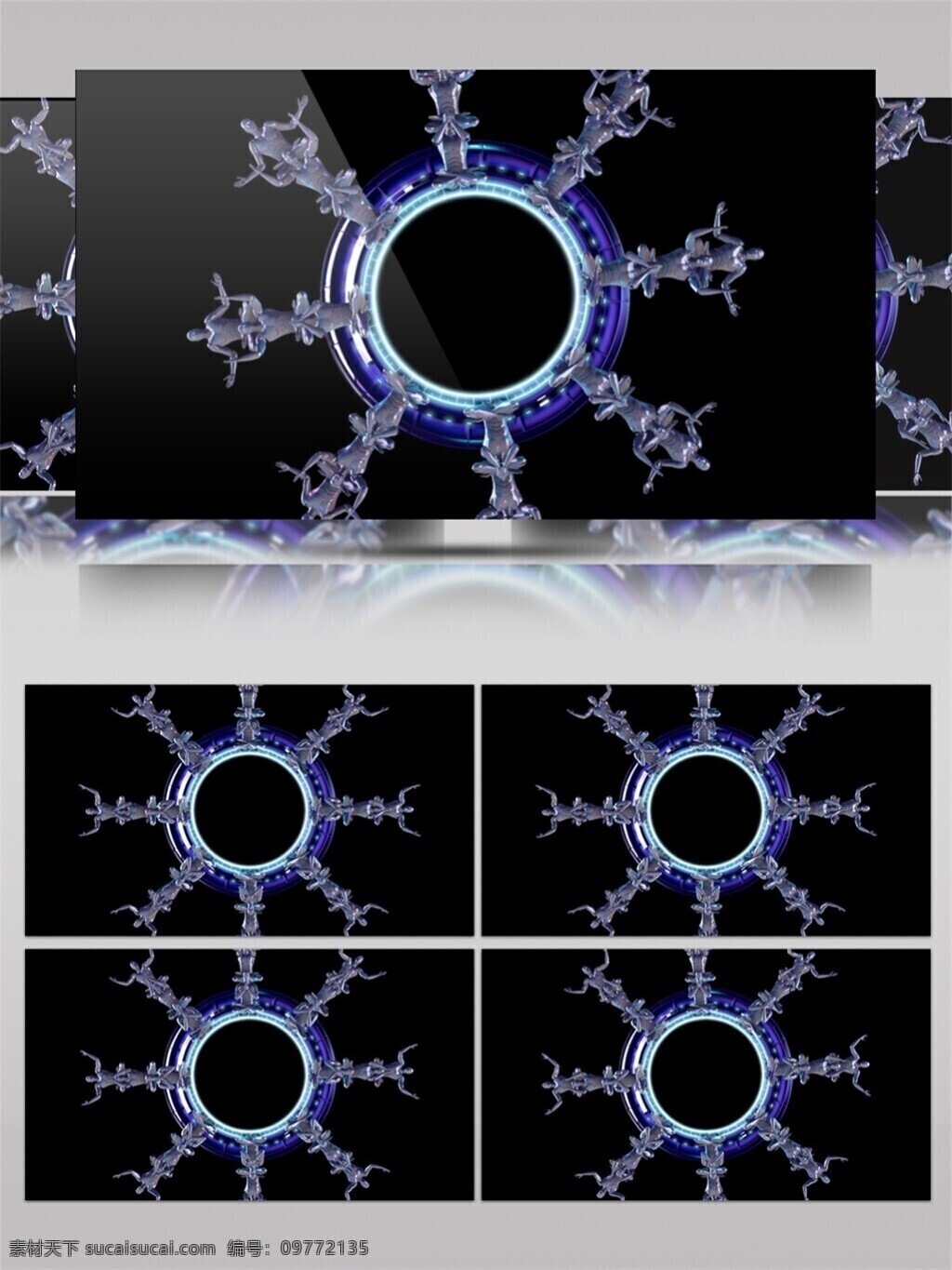 蓝色 圈圈 机械人 视频 3d视频素材 特效视频素材 机器人 圆圈