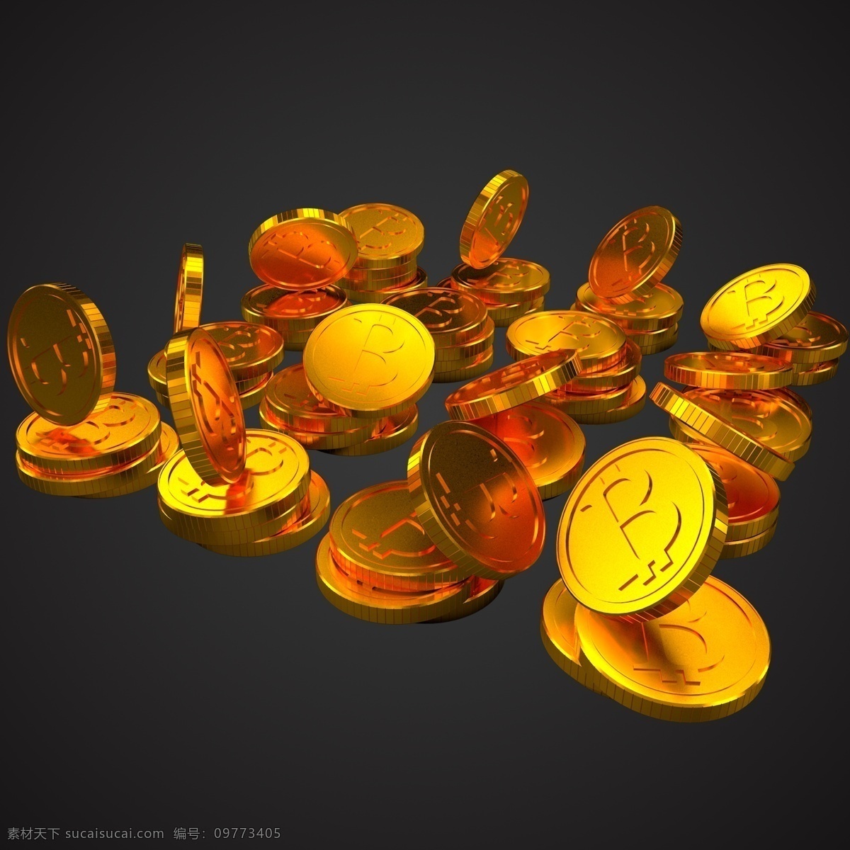 比特币散落金币3D硬币网络币素材图片下载-素材编号09773405-素材天下图库