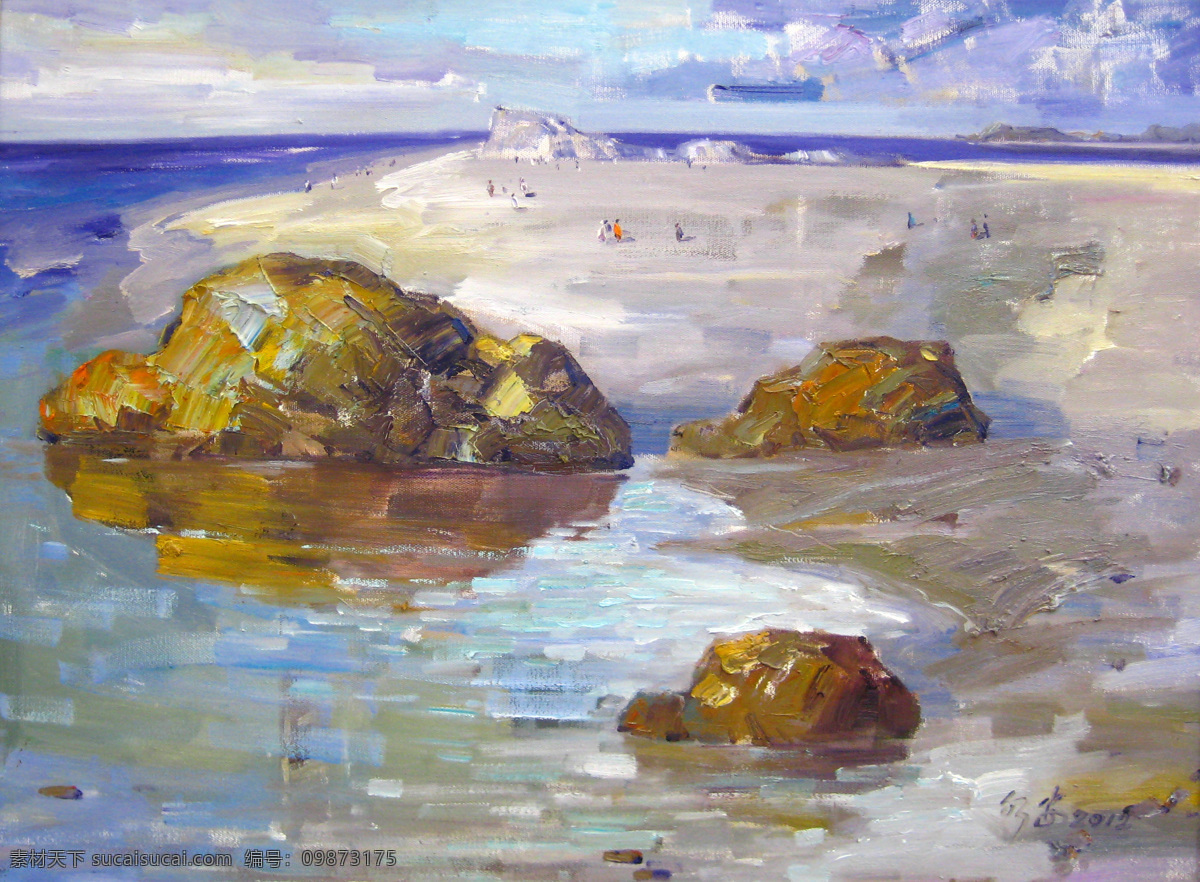 冲浪 大海 倒影 度假 风景 海浪 海鸥 海滩 沙滩 油画 手绘 刀画 抽象绘画 传统绘画 远山 天空 岩石 海湾 日光浴 游泳 阳光 画展 原创油画 绘画书法 文化艺术 家居装饰素材