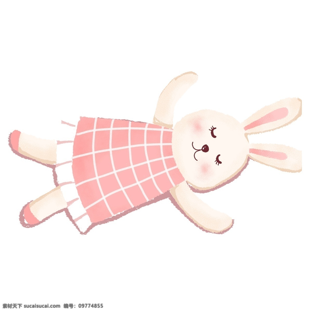 粉色 可爱 兔子 小 玩偶 卡通 布偶 插画