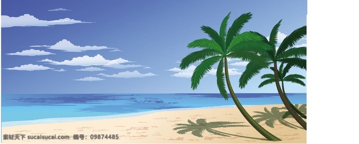 椰子树 海边 海景 矢量 矢量图 其他矢量图