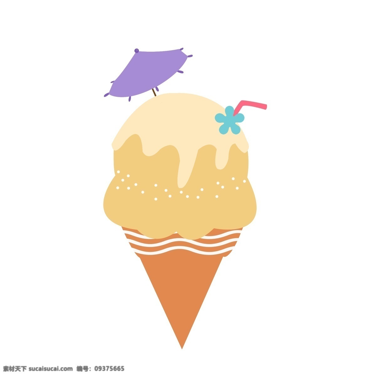 夏天 冰激凌 卡通 免 抠 甜筒 黄色 可爱 免抠