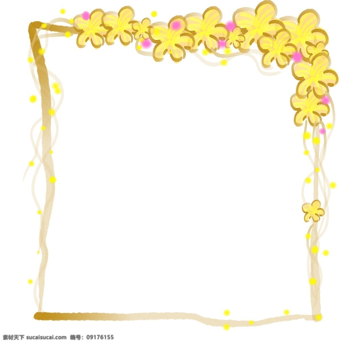 唯美 植物 方形 边框 小框 黄色 花朵