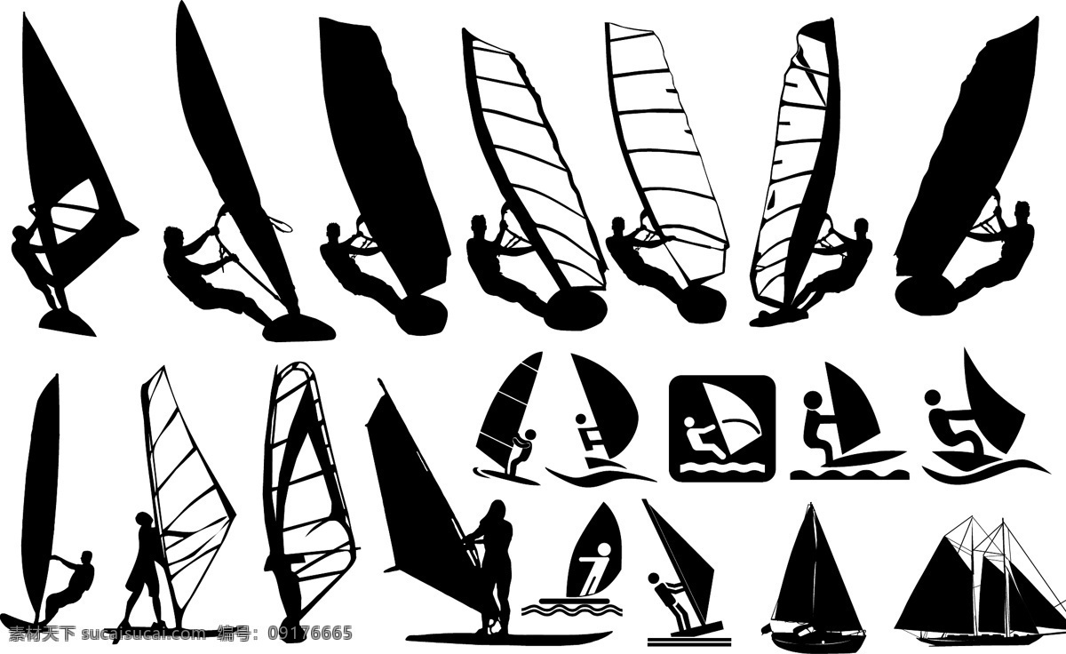 船剪影 各类帆船 渔船 轮船 各类船只 船标识 现代科技