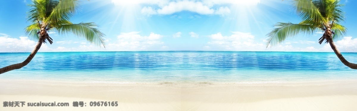 海边 沙滩 海景 椰树 天空 白云 白色