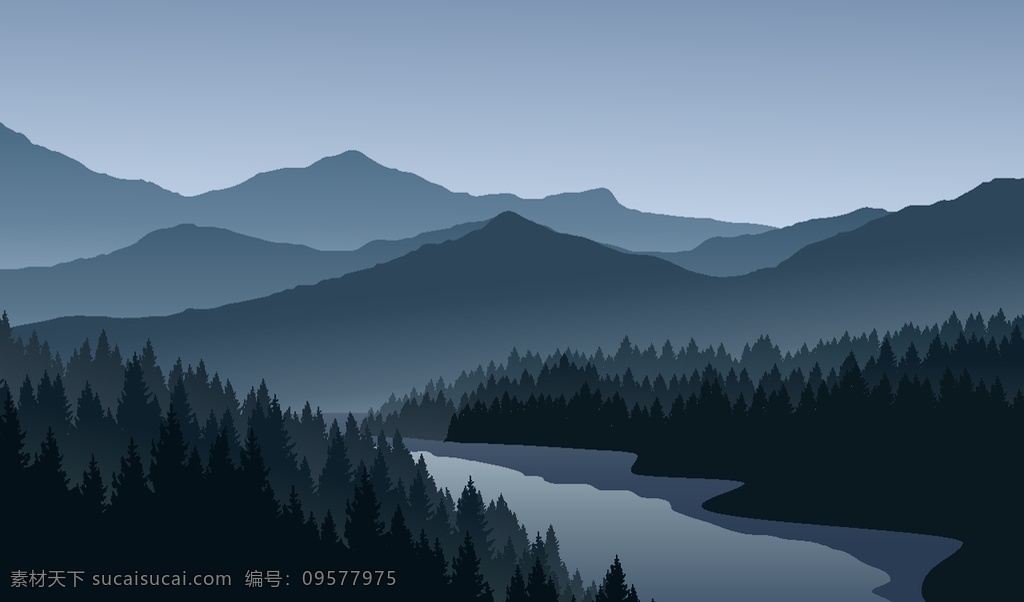 风景插画 卡通风景 卡通景色 落日 夜晚 夜晚插画 扁平风景 风景漫画 动漫动画