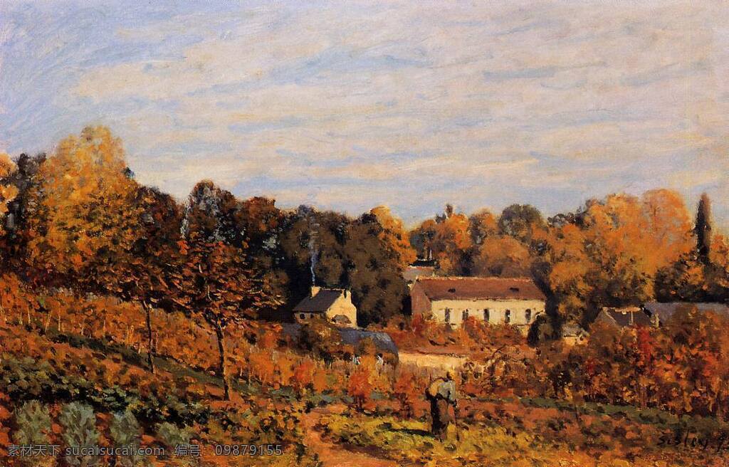 sisley 印象派 风景 自然 油画 装饰画 法国 画家 阿尔弗雷德 西 斯莱 alfred