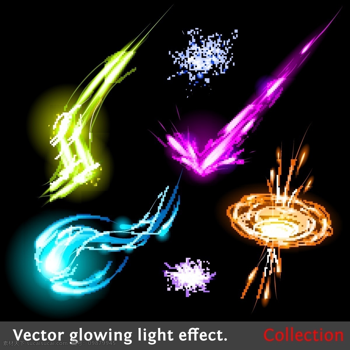 彩色 发光 效应 向量 灯光效果 特别 效果 颜色 矢量 发光的 特殊 有色 矢量图 其他矢量图