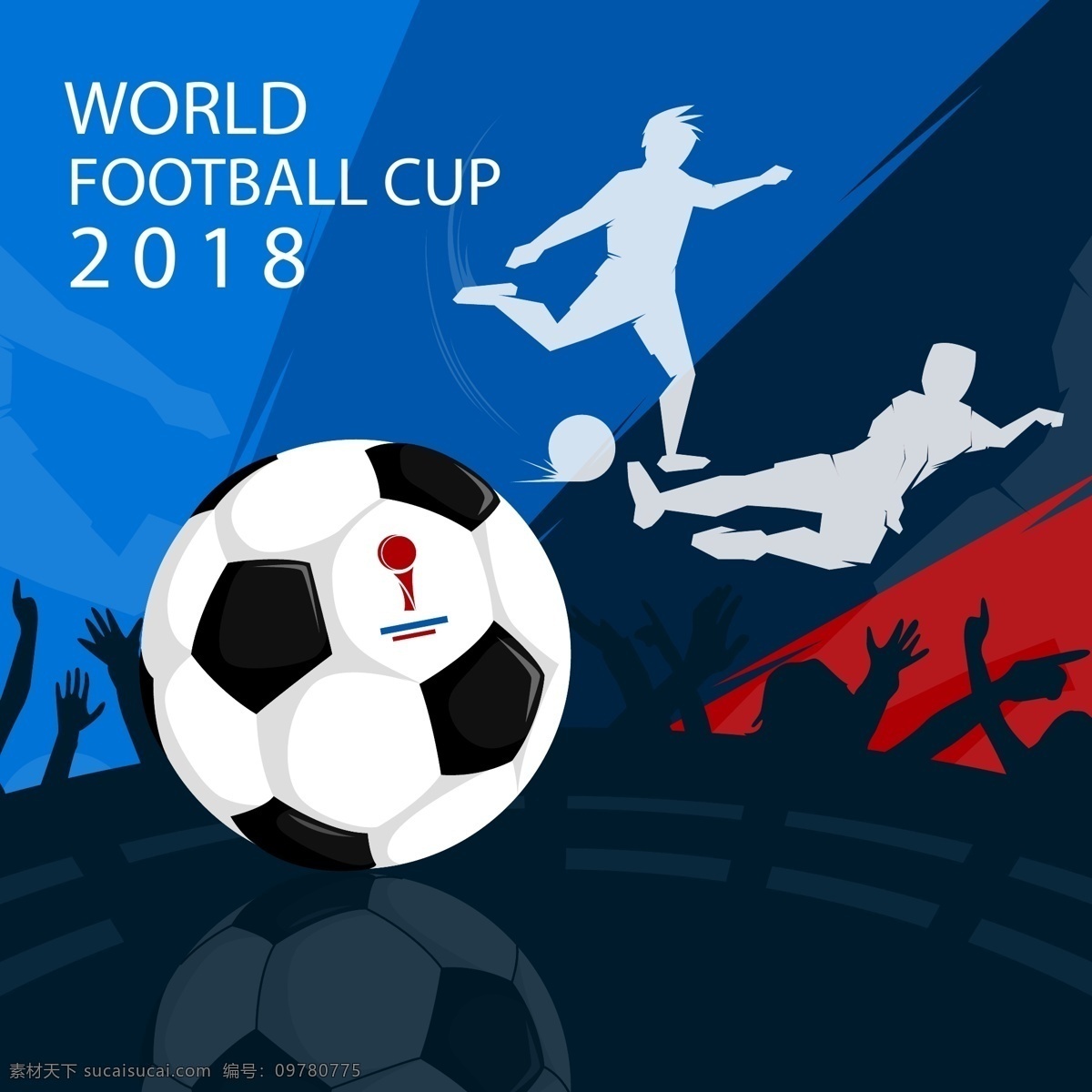 蓝色 背景 黑白 足球 世界杯 元素 体育 运动 健身 体育赛事 足球赛 黑白足球 世界杯足球赛 2018 足球比赛
