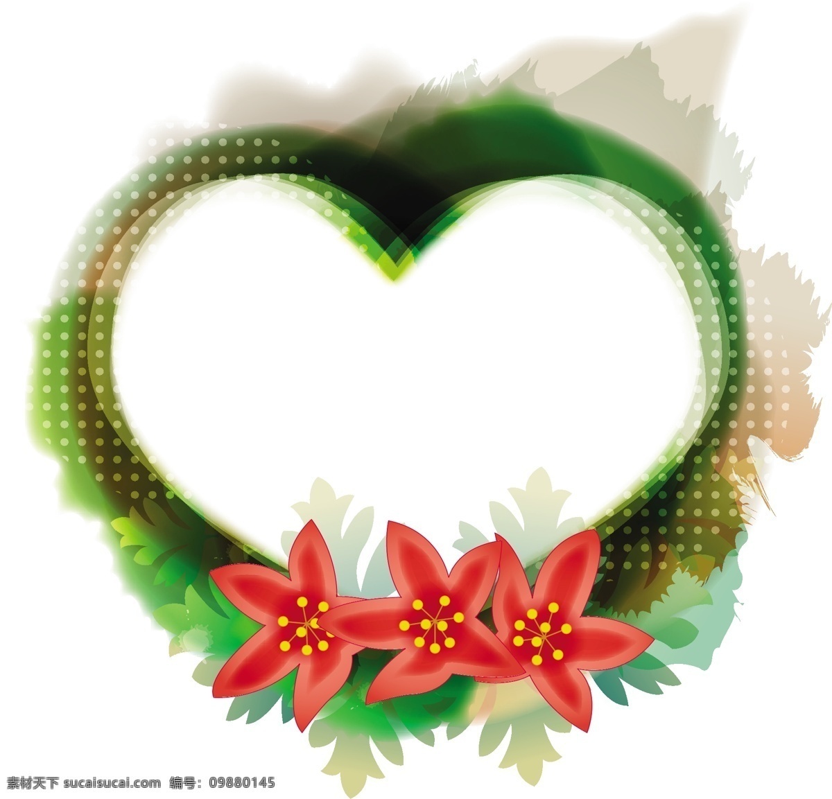 心形 红色 百合花 psd素材 爱情 花朵 花卉 矢量图 花纹花边