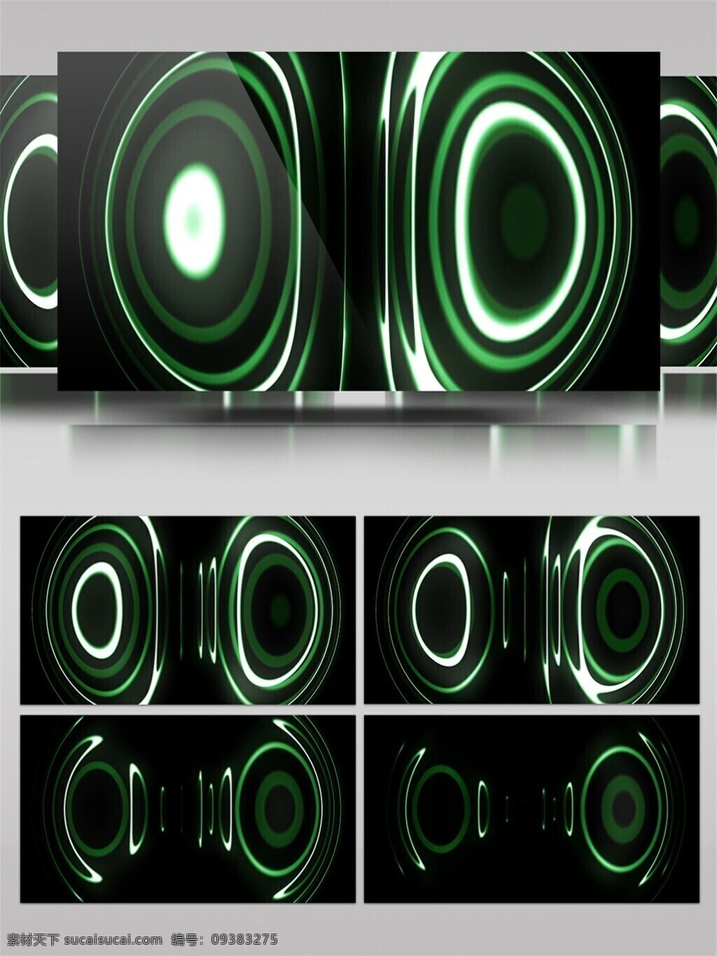 左右 对称 镜面 灯光 视频 绿色 圆形 边框 视频素材 动态视频素材