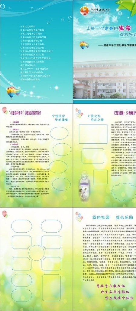 封面 册子 手册 社团封面 学校封面 小学 内页 花纹 底纹 花 矢量