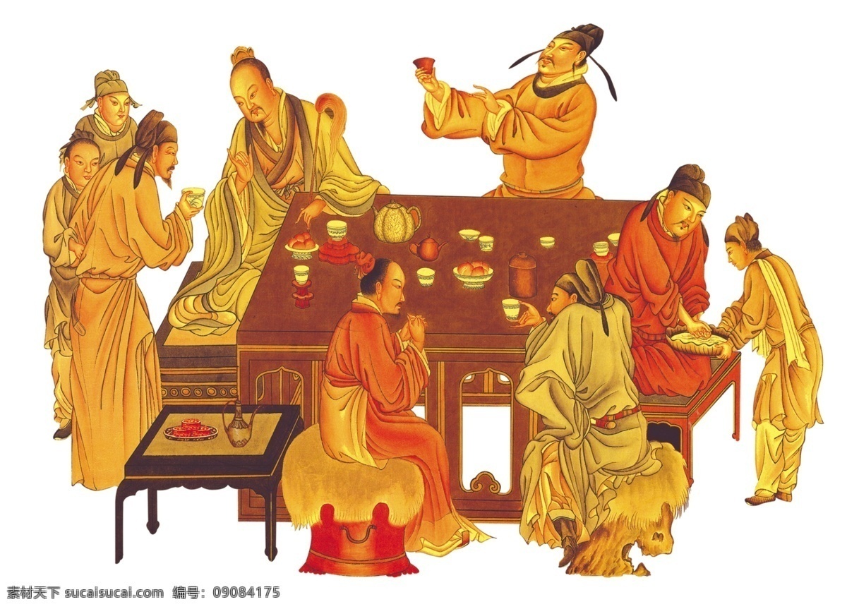 古代宫廷人物 古图 古代 宫廷 人物 喝酒 吃饭 大米 皇家 酒席 官员 酒包装 包装设计