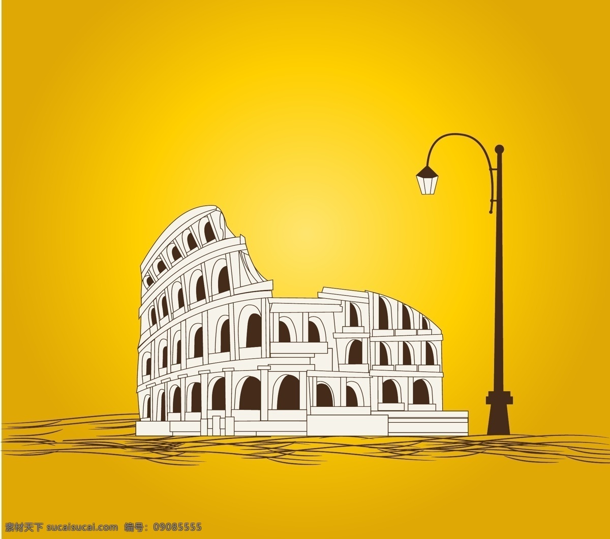 手绘 罗马 角斗场 世界 著名 建筑 矢量 背景 插画 建筑背景 旅游海报 海报背景 世界著名建筑 旅游景区 城市风光