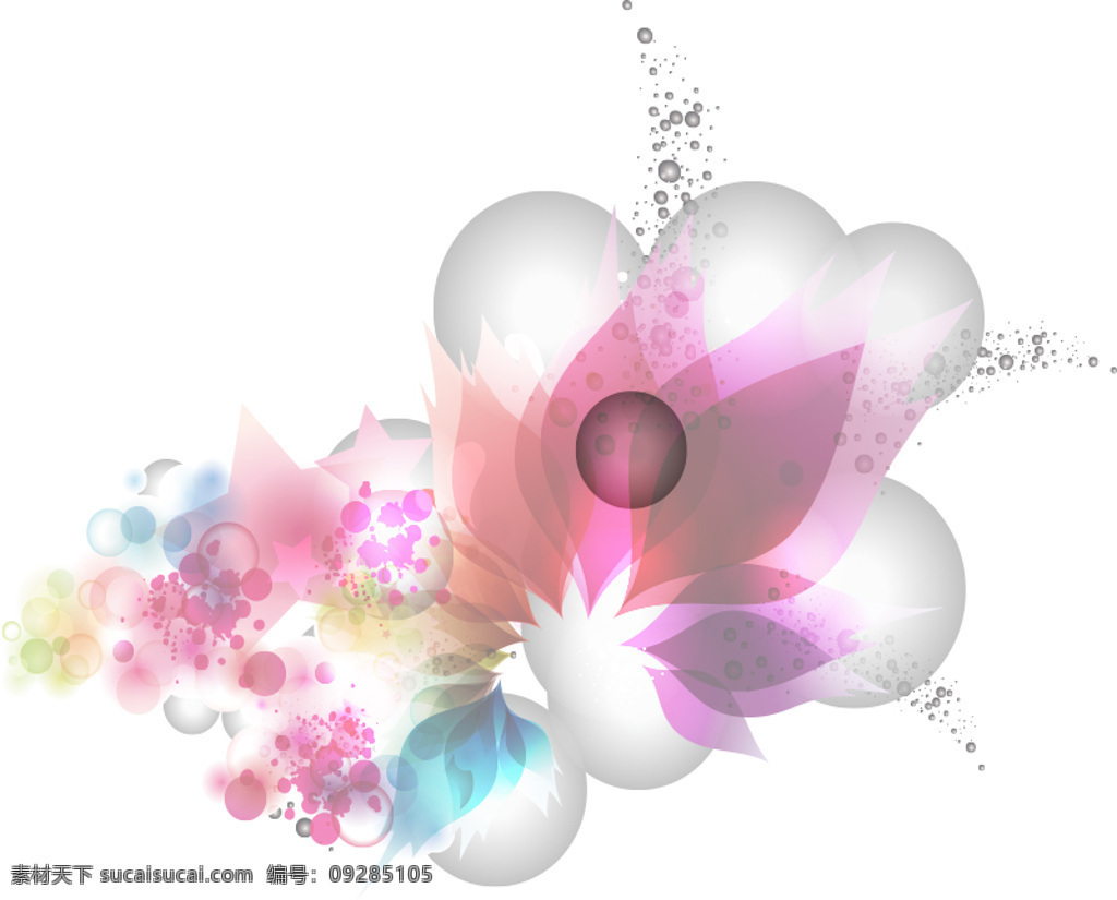 水墨 色彩 花 方案 彩色 多彩 气泡 矢量图 花纹花边