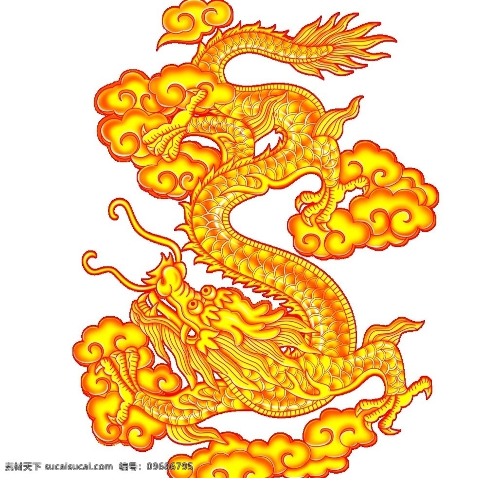 金龙 传统图案 传统文化 龙 龙年 节庆 金色 龙腾 飞升 祥云 绘画书法 文化艺术