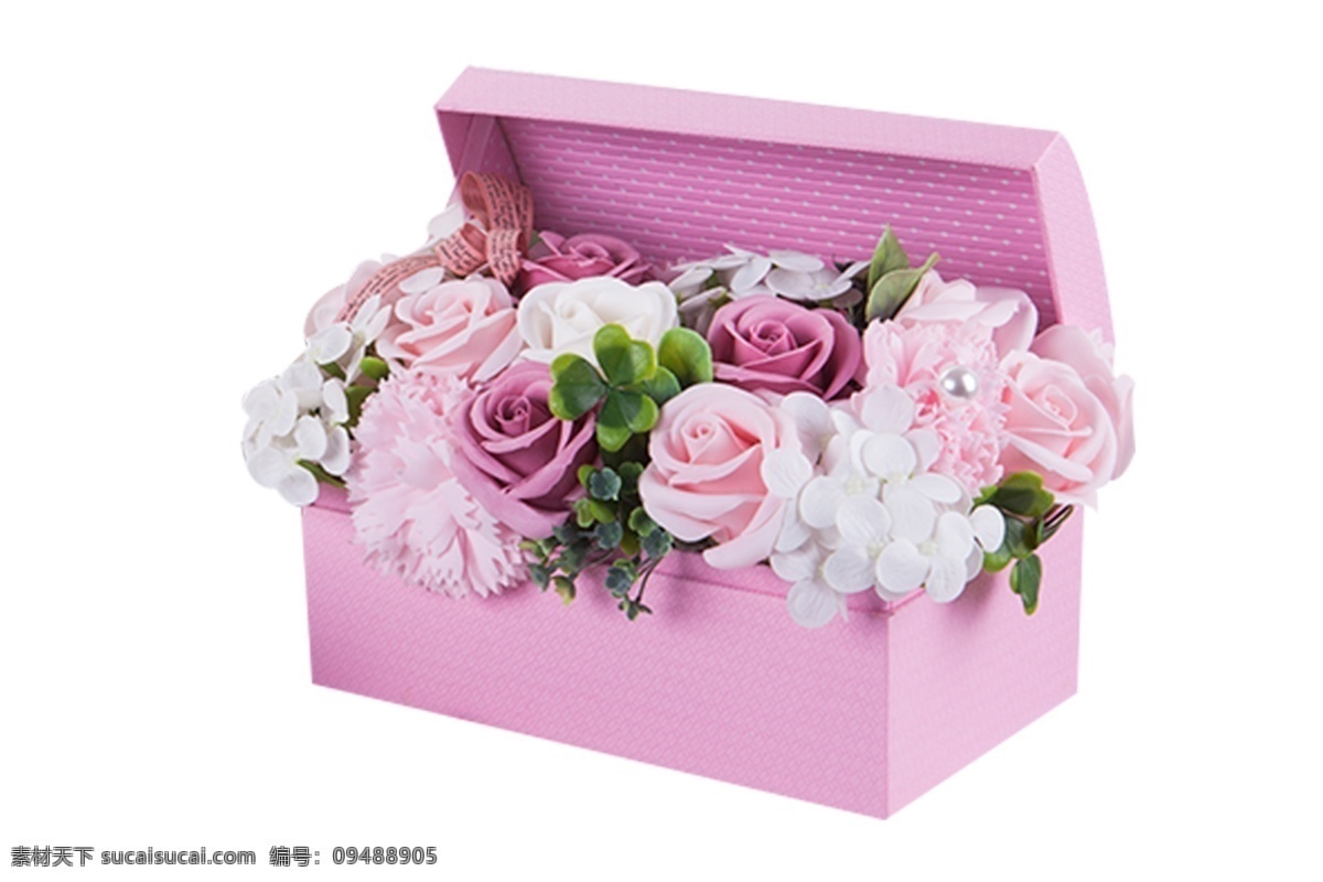 礼盒 装 粉色 鲜花 礼物 新鲜的 美丽的 树叶 玫瑰 盛开 粉红 绿叶 花瓣 花 情人节礼物 520 粉红色玫瑰