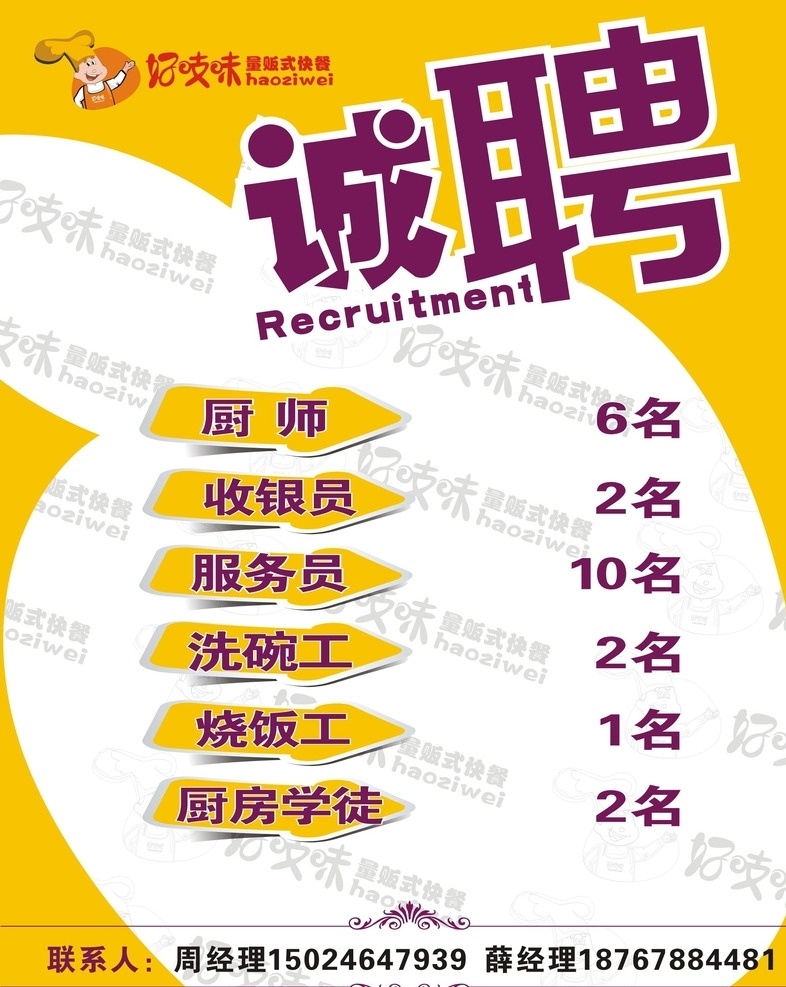 招聘广告 海报 招聘海报 诚聘 高薪招聘 背景 餐饮 厨师